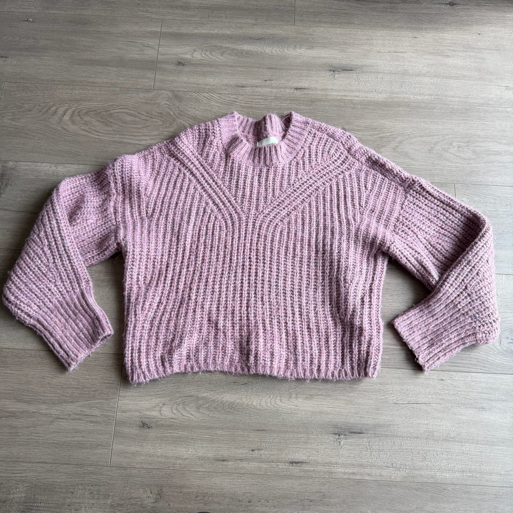 Abercrombie & Fitch speckled marled knit crewneck sweater in mauve pink